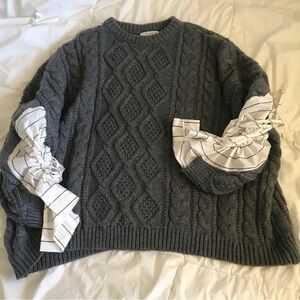 Storets oversized grey sweater with embellished sleeves